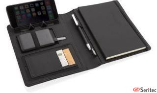 Tapa libreta A5 promocional carga inalámbrica 5W y cargador 5000 mAh